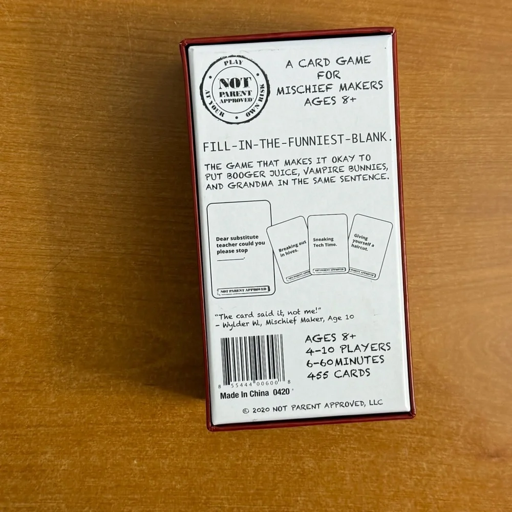 Not Parent Approved‎ Card Game